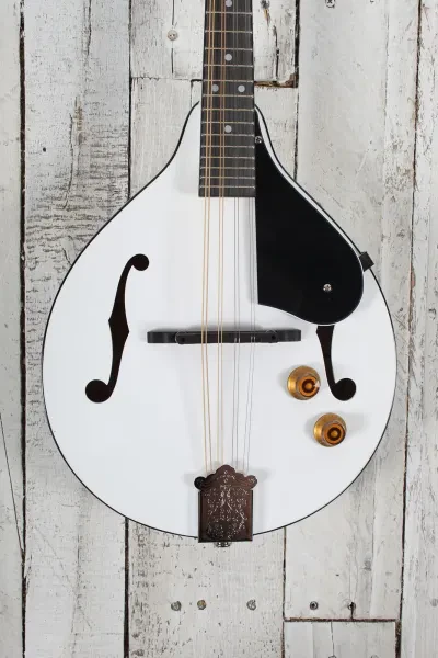 Oscar Schmidt OM10E Acoustic Electric A Style Mandolin White Finish