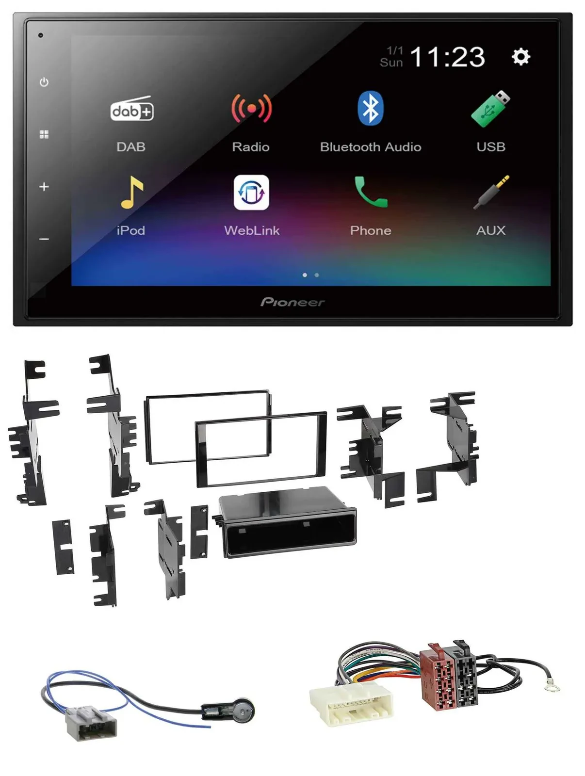 Pioneer USB Bluetooth DAB 2DIN MP3 Autoradio für Nissan Micra 13-17 schwarz glän
