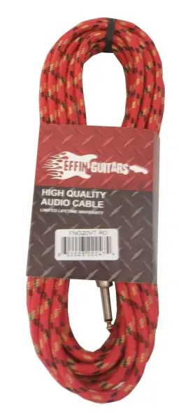 Effin Guitars FNG20VTRD - 20FT 1/4" Red Vintage Tweed Instrument Cable - NEW