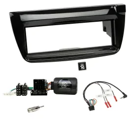 Установочный комплект для автомагнитолы Caraudio24 для Fiat Doblo 2012–2015, 1 DIN, черный глянец (Piano Black), с адаптером кнопок на руле