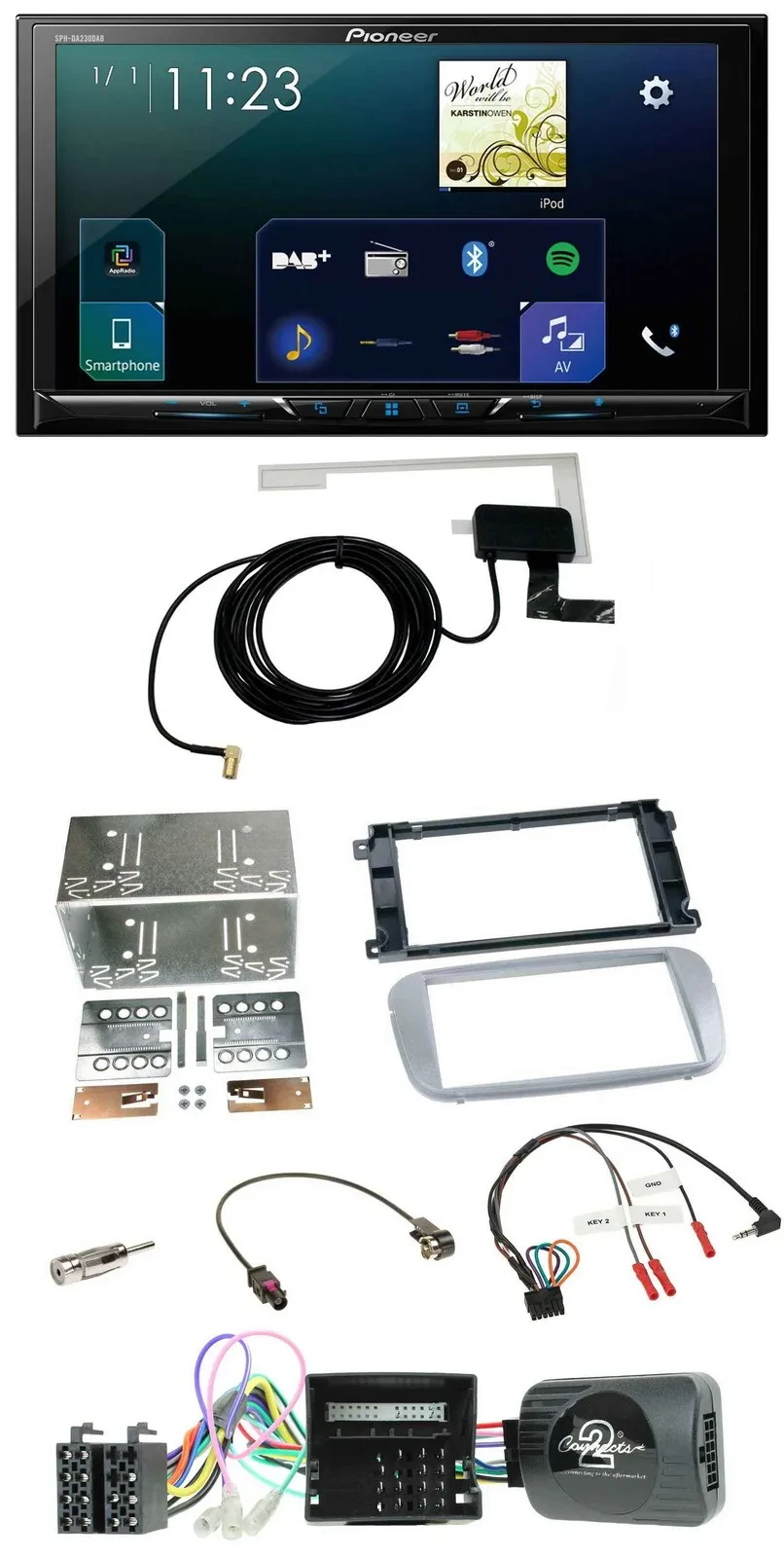 Pioneer 2DIN DAB USB Lenkrad Bluetooth Autoradio für Ford Galaxy C-Max Focus sil