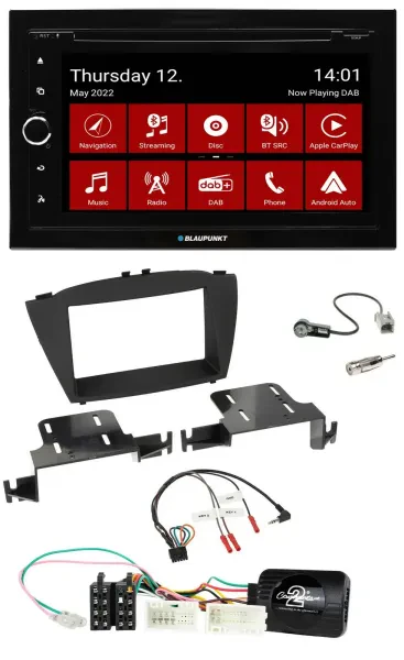 Blaupunkt 2DIN Lenkrad Bluetooth USB TMC DAB Navigation für Hyundai ix35 ab 2013