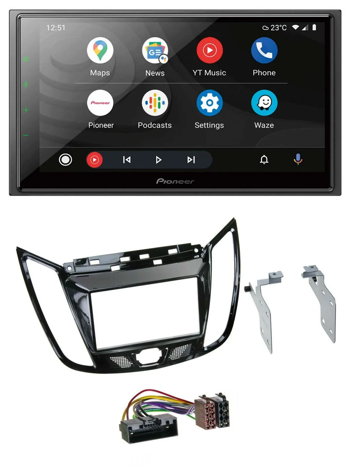 Pioneer USB 2DIN DAB MP3 Bluetooth Autoradio für Ford C-Max Kuga Klavierlack sch