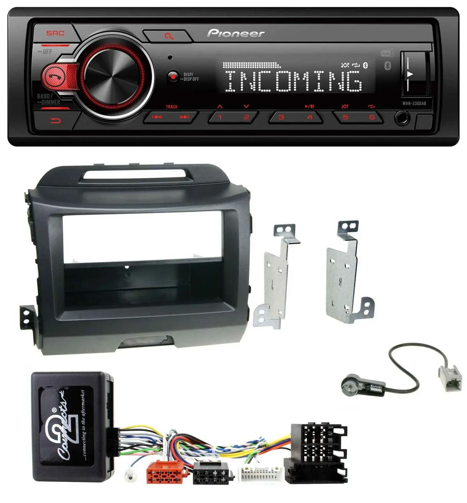 Pioneer Bluetooth USB DAB Lenkrad Autoradio für Kia Sportage 3 Navi 10-15 schwar