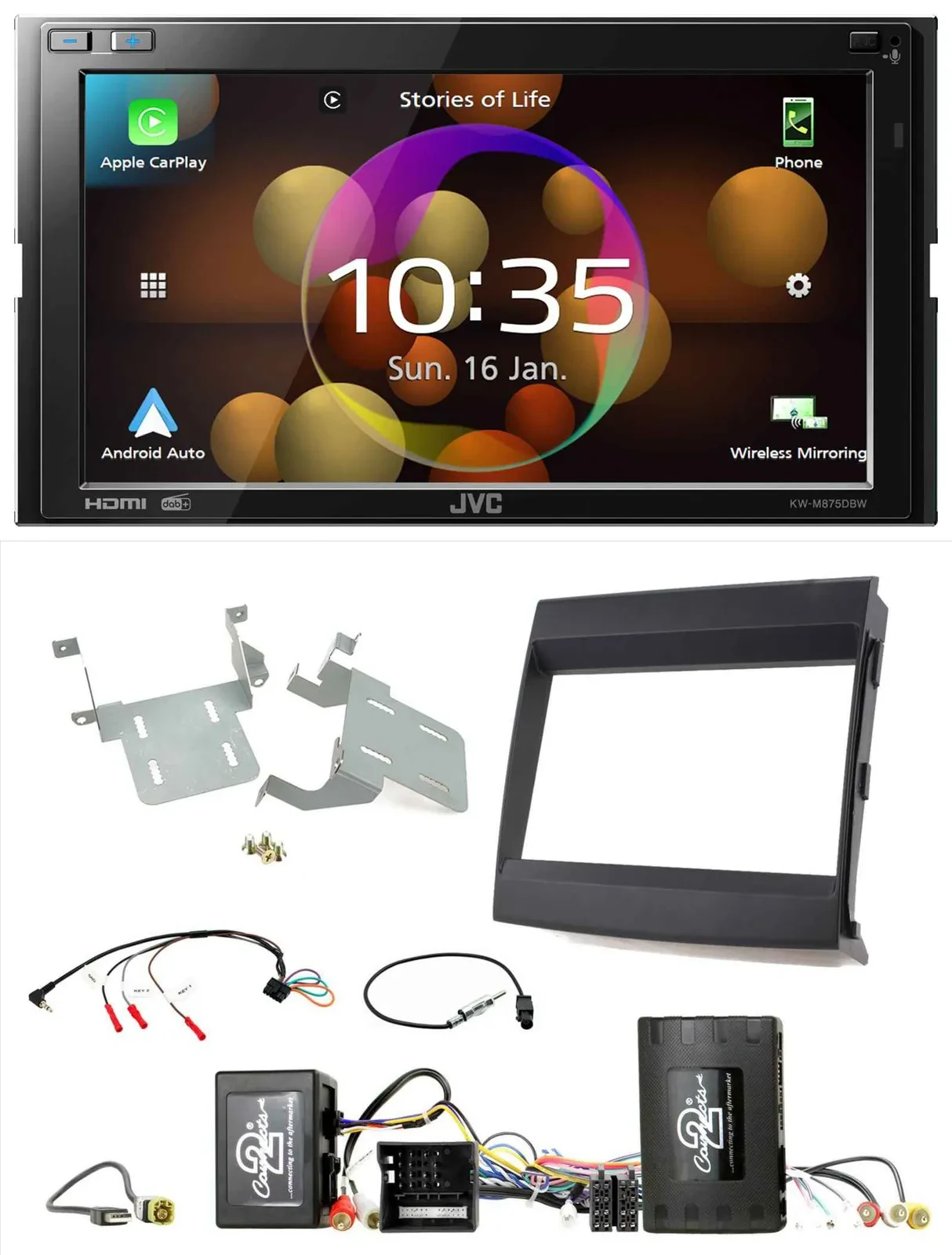 JVC DAB Lenkrad 2DIN Bluetooth USB Autoradio für Porsche Cayenne Soundsystem Inf