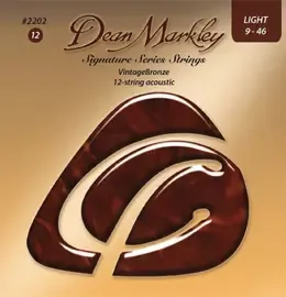 Комплект струн для 12-струнной акустической гитары Dean Markley DM2202 Vintage Bronze, 9-46
