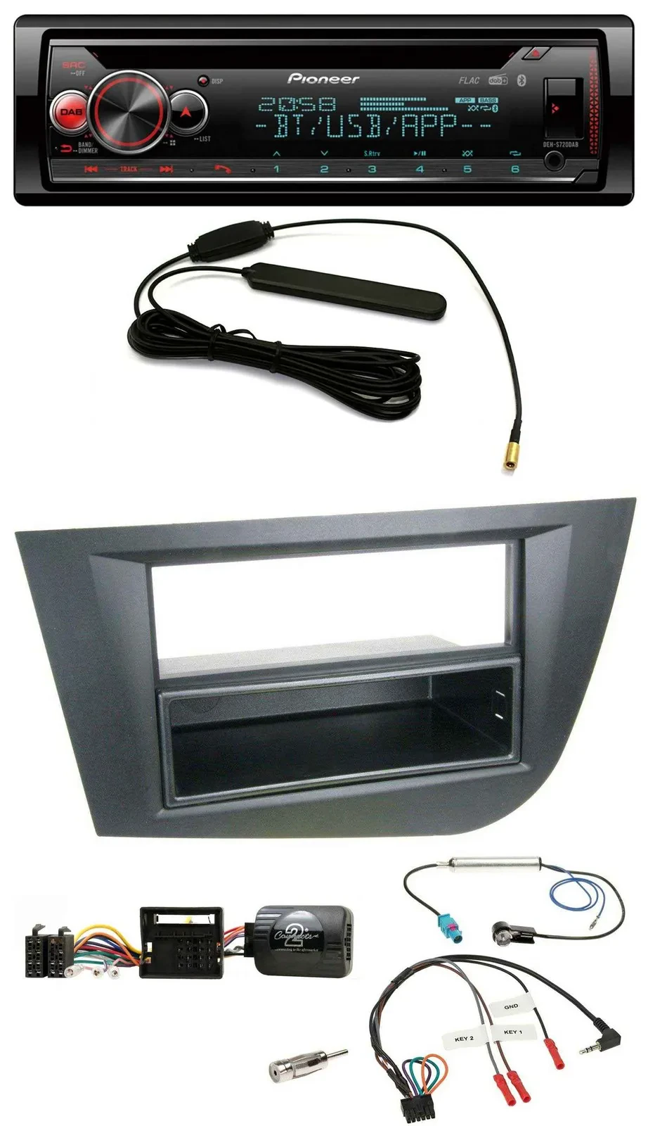 Pioneer USB DAB Lenkrad Bluetooth CD Autoradio für Seat Leon 2005-2010 schwarz