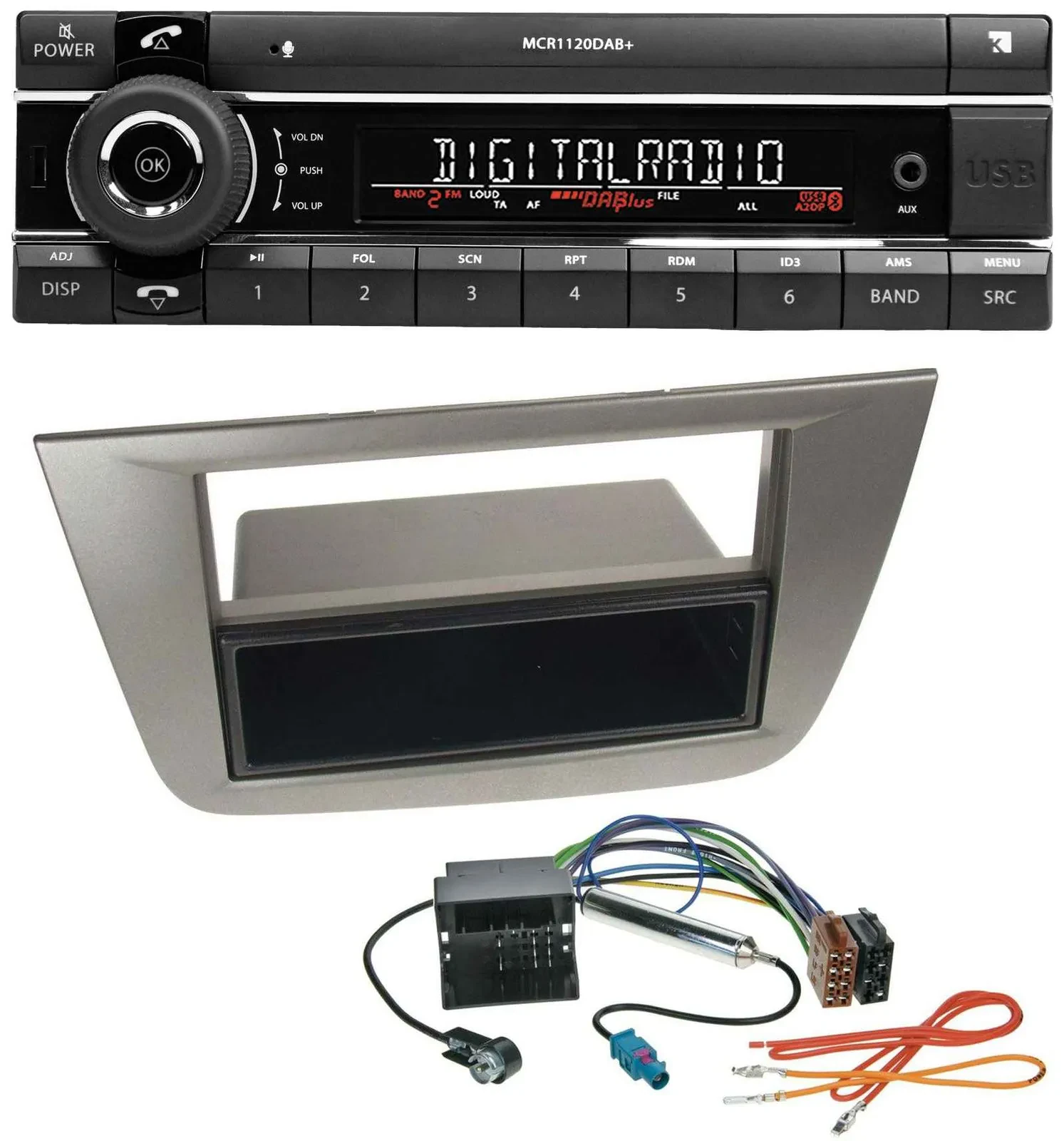 Kienzle Bluetooth MP3 USB DAB Autoradio für Seat Altea Toledo ab 05 Anthrazit-me