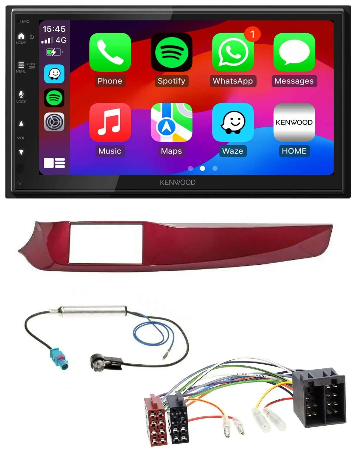 Автомагнитола Kenwood 2 DIN, MP3, USB, DAB, Bluetooth, красный глянец для Alfa Romeo Giulietta 2010–2013