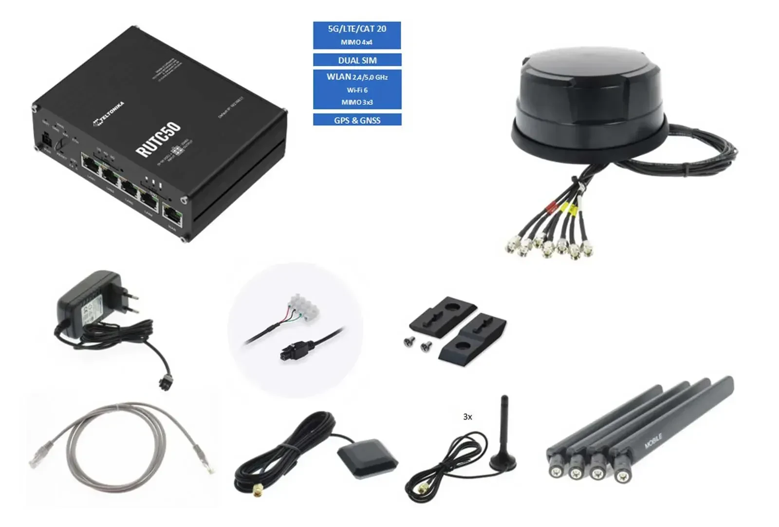 Teltonika 5G WLAN Router RUTC50 ANT510 schwarz TEL-RUTC50-510B