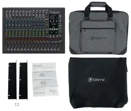 Mackie ONYX16 16-Channel Analog Mixer w/USB/EQ/Bluetooth+Bag+Cover+Rack Kit