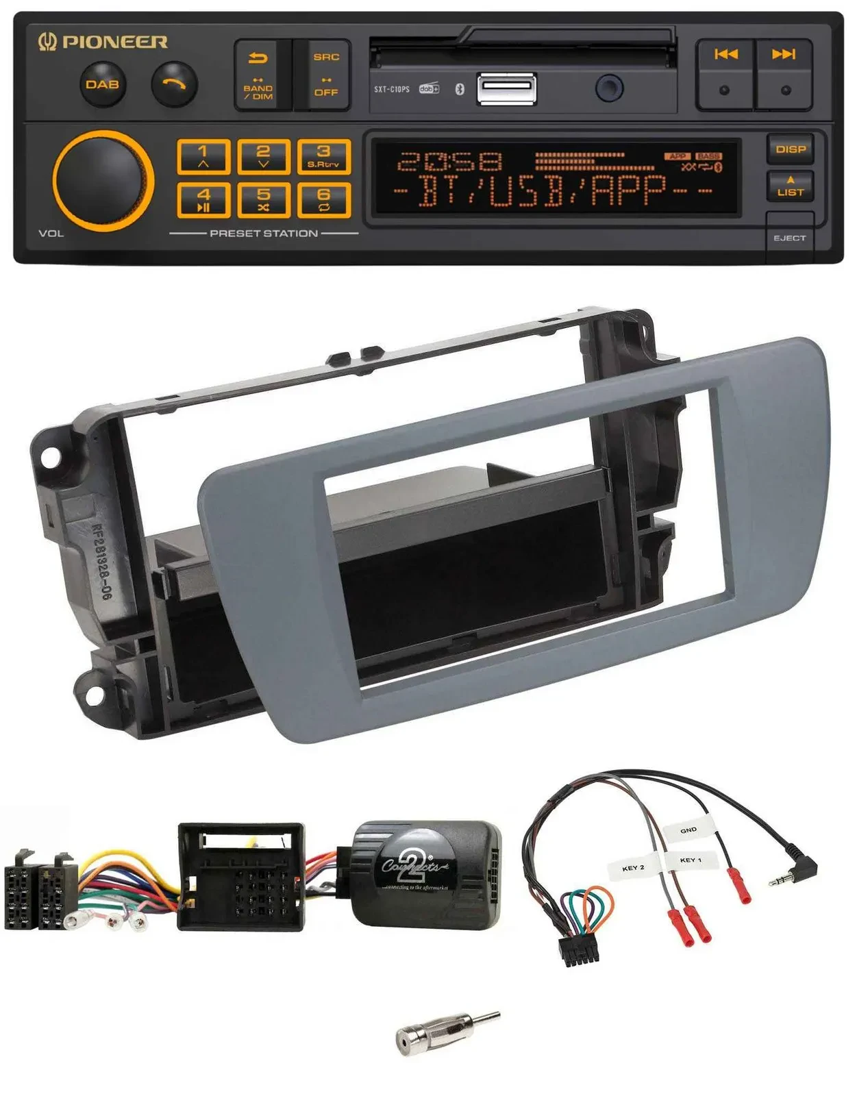 Автомагнитола для Seat Ibiza Pioneer USB Bluetooth DAB серый