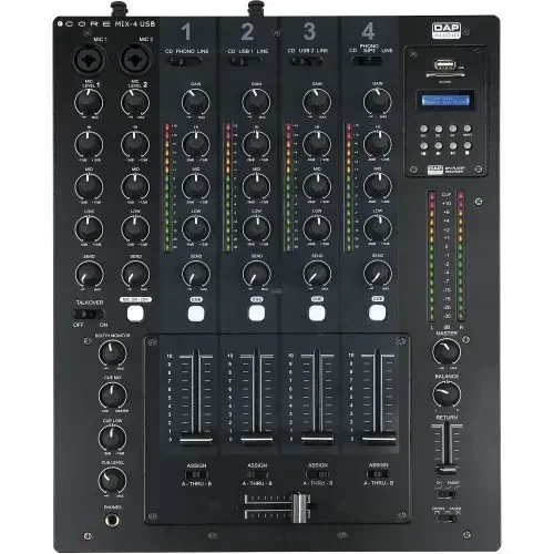Микшер для DJ DAP CORE MIX-4 USB 4-канальный, 2x USB-аудиоинтерфейс, MP3-модуль