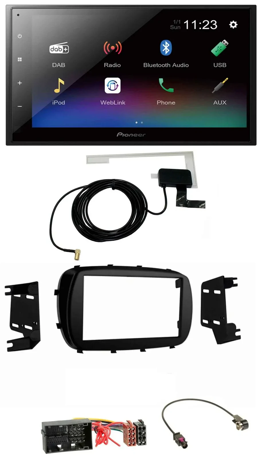 Pioneer DAB MP3 Bluetooth 2DIN USB Autoradio für Fiat 500X (ab 2015)