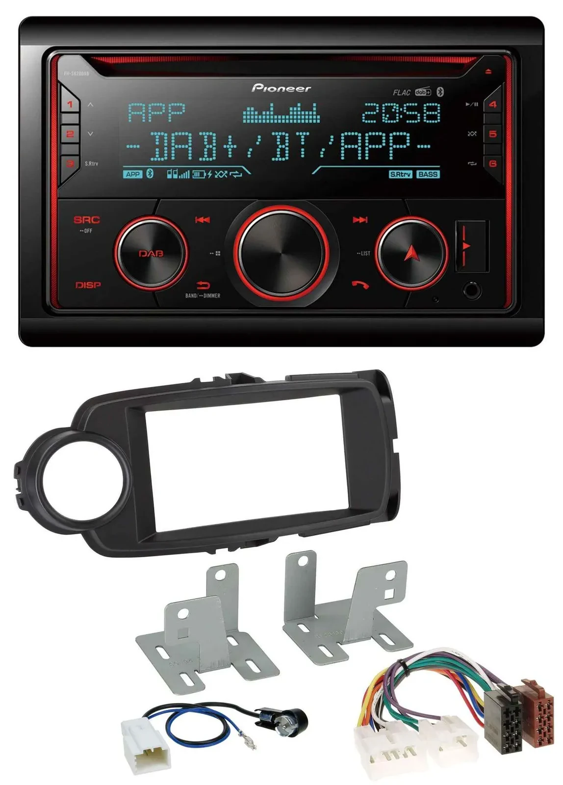 Pioneer 2DIN DAB MP3 Bluetooth USB CD Autoradio für Toyota Yaris 11-20 schwarz