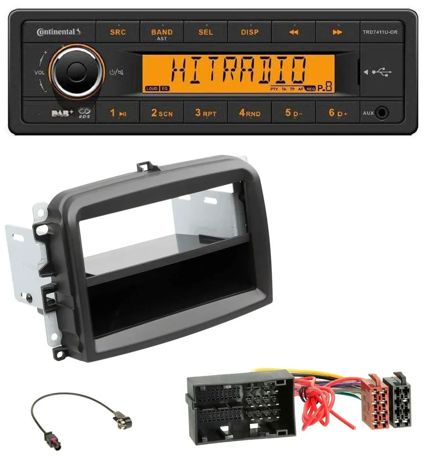 Continental 1DIN DAB MP3 AUX USB Autoradio für Fiat 500 L (ab 2012)