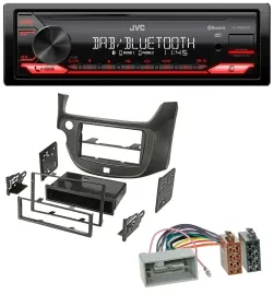 JVC Bluetooth USB DAB MP3 Autoradio für Honda Jazz (ab 2009) dunkelgrau