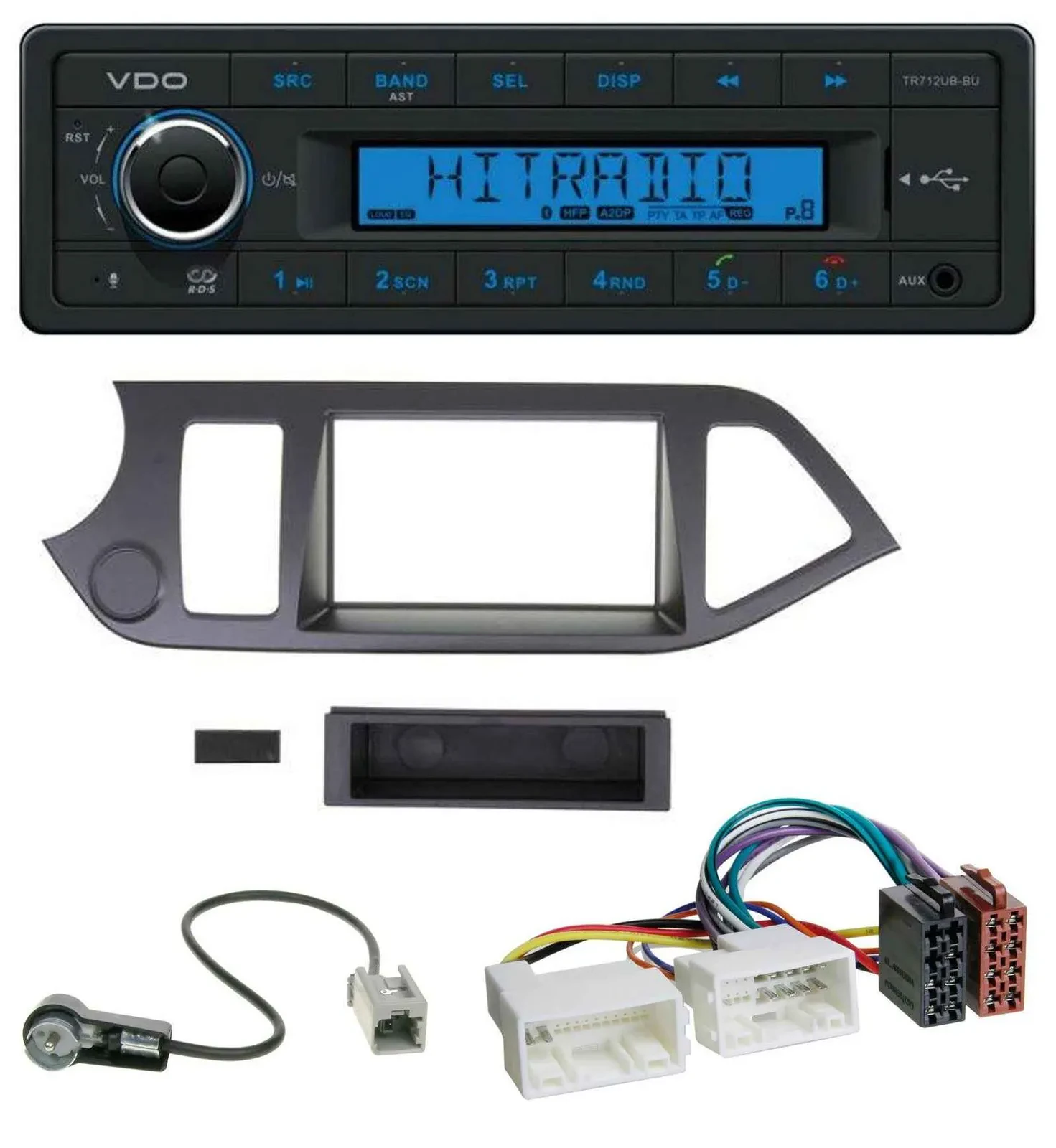 Автомагнитола VDO Bluetooth, USB, AUX, MP3 для Kia Picanto (с 2011), без Start-Stop