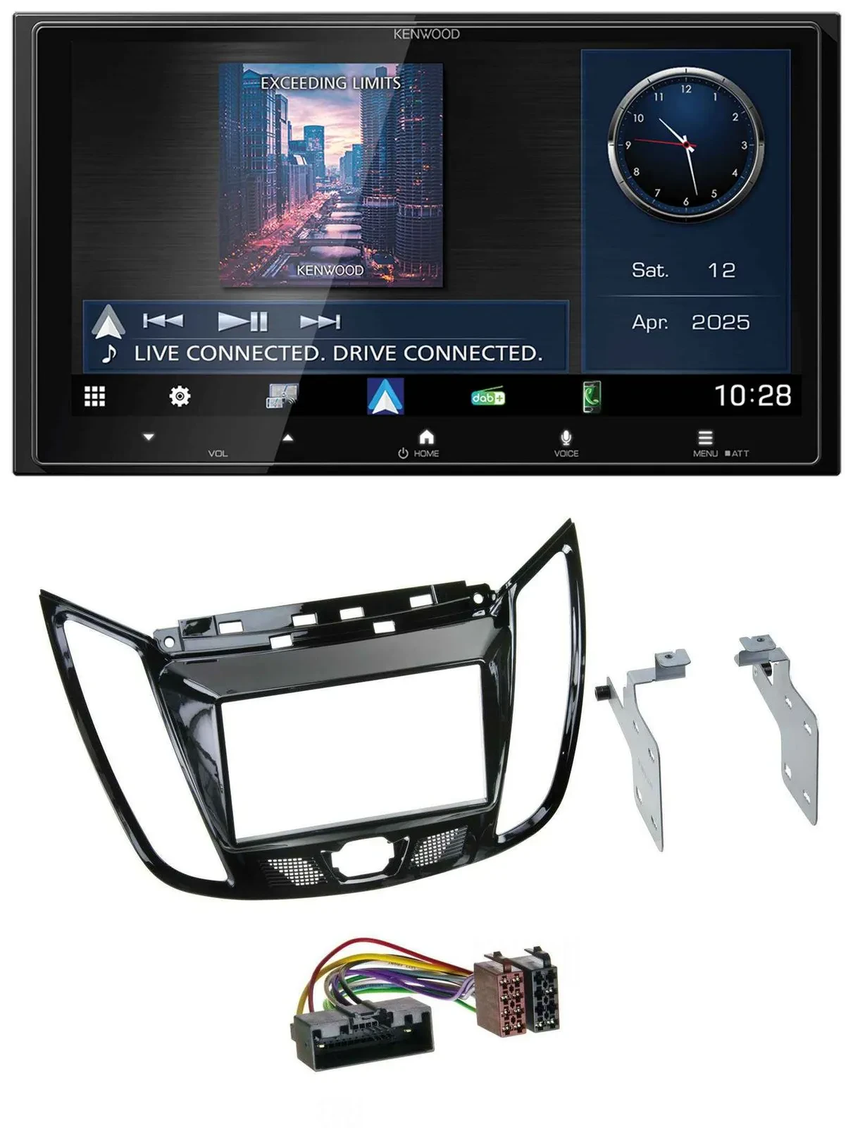 Kenwood Bluetooth 2DIN USB DAB MP3 Autoradio für Ford C-Max Kuga Klavierlack sch