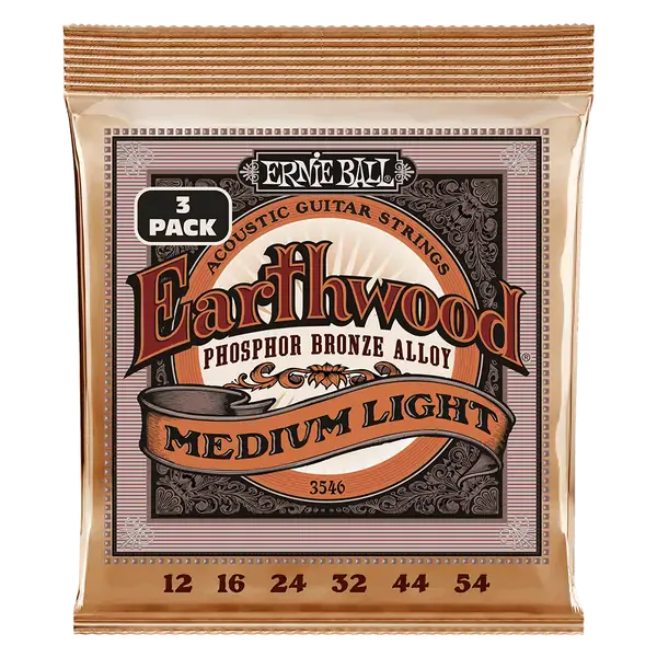 Струны для акустической гитары ERNIE BALL 3546 Earthwood Phosphor Bronze Medium Light 3 Pack 12-54