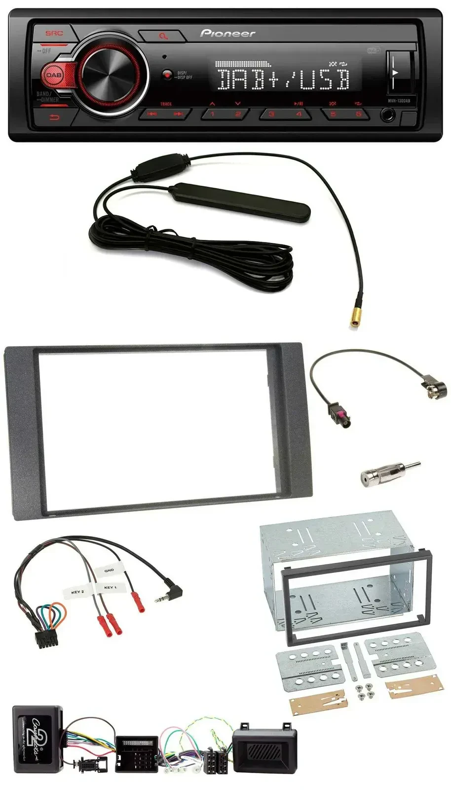 Автомагнитола для Ford Kuga 2008–2012 Pioneer 1 DIN, DAB, USB, MP3, антрацит