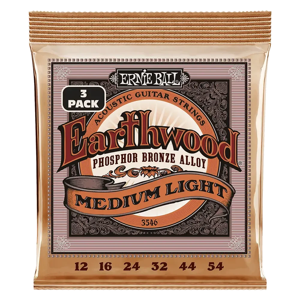 Струны для акустической гитары ERNIE BALL 3546 Earthwood Phosphor Bronze Medium Light 3 Pack 12-54