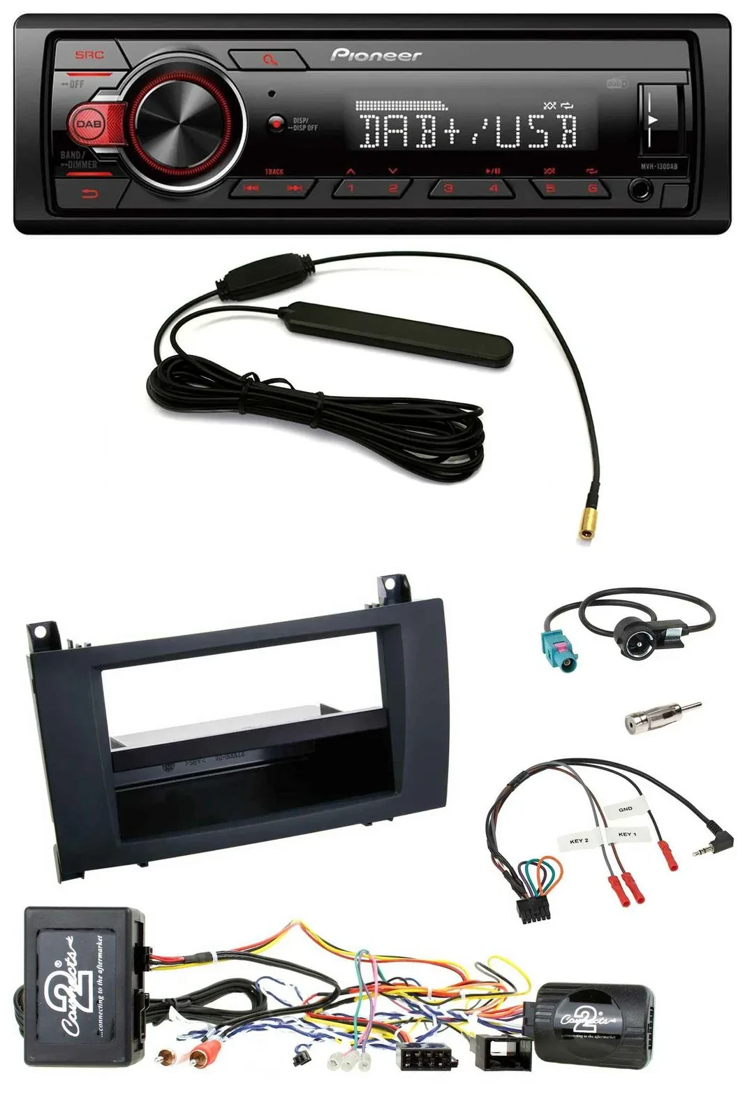 Pioneer MP3 DAB 1DIN Lenkrad USB Autoradio für Mercedes SLK R171 04-11 aktiv