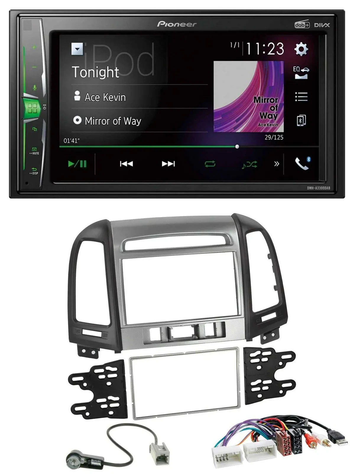 Pioneer 2DIN MP3 DAB USB Bluetooth Autoradio für Hyundai Santa Fe USB AUX 3 Scha