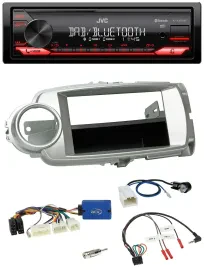 Автомагнитола для Toyota Yaris 2011–2014 JVC Bluetooth, USB, DAB, серебристая, 28‑pin