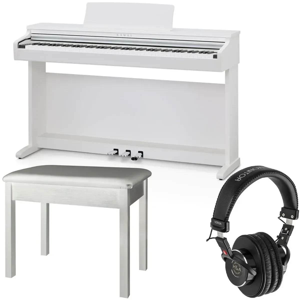 Kawai KDP120 88-Key Digital Piano with Bench, Premium Satin White Bundle with Pa