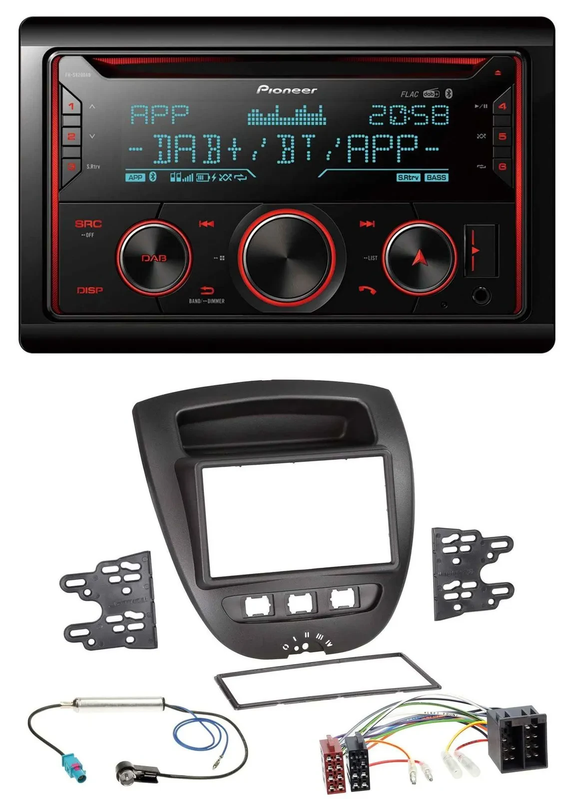 Автомагнитола Pioneer 2DIN DAB MP3 Bluetooth USB CD для Toyota Aygo, Peugeot 107