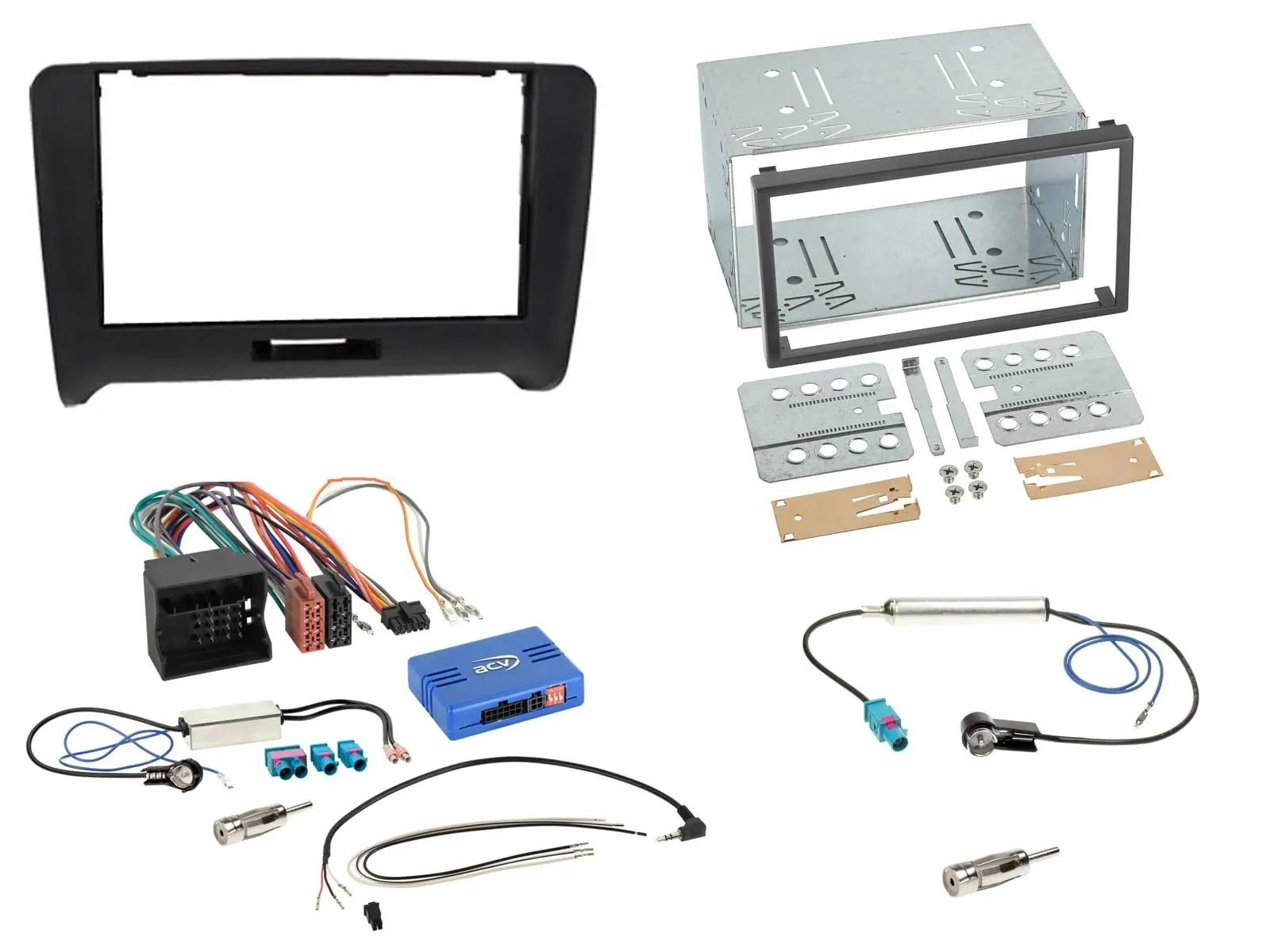 Установочный комплект для автомагнитолы Caraudio24 2-DIN для Audi TT (2006–2014) с адаптером управления на руле
