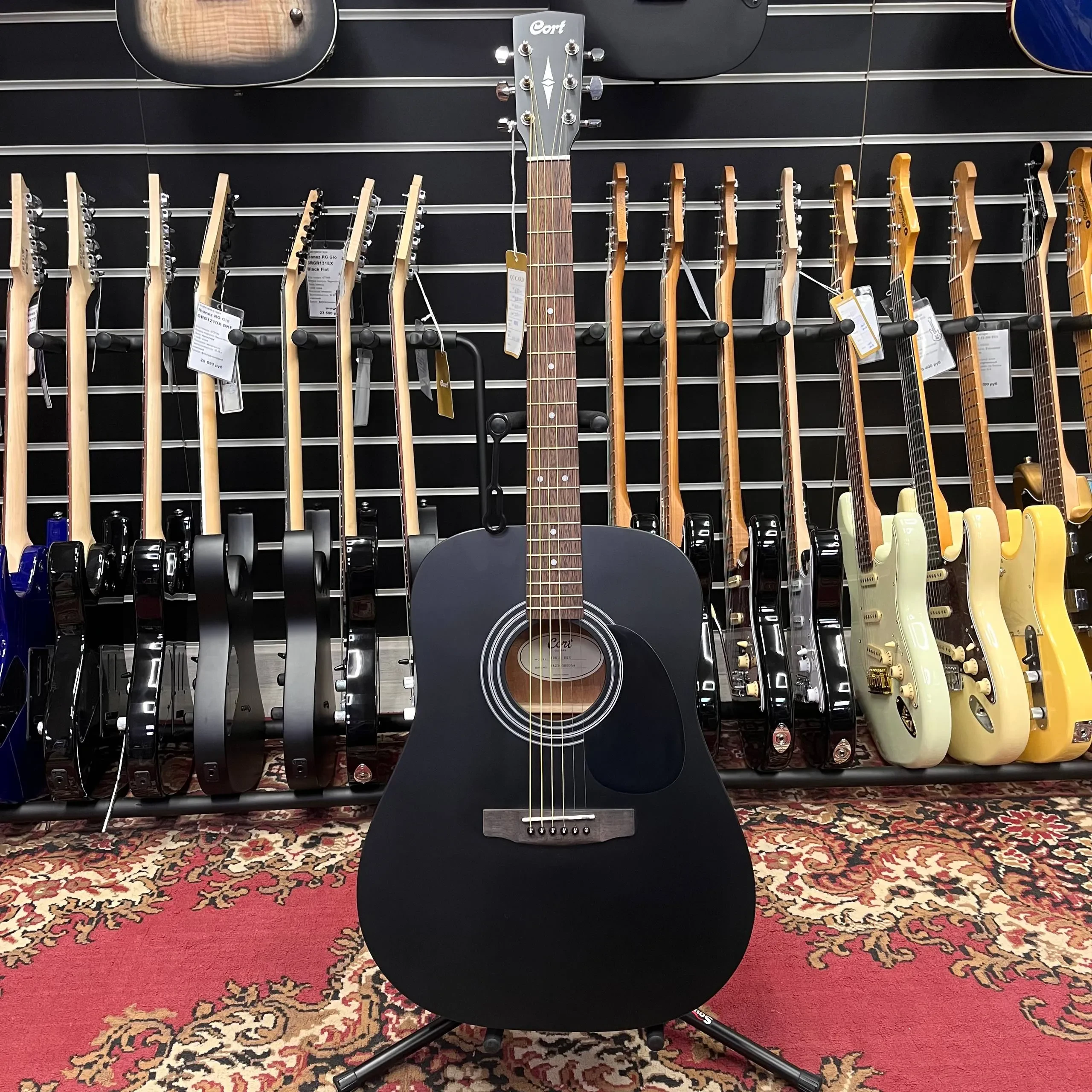 Трансакустическая гитара Cort AD810 GGP-02 Dreadnought Black Satin