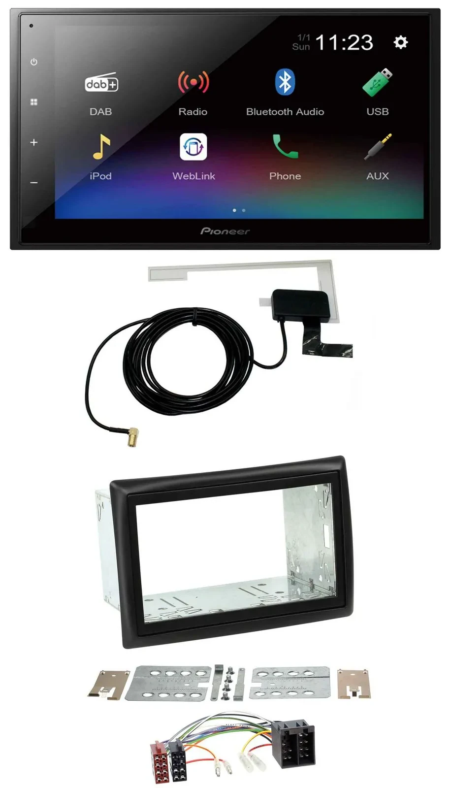 Автомагнитола Pioneer 2DIN, DAB, Bluetooth, USB, MP3 для Renault Megane 2002–2008