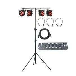 Vega PAR RGB LED Set, 4x PAR-56, 180W, 40°, DMX Ctrl, Stativ, Kabel, Bühnenlicht