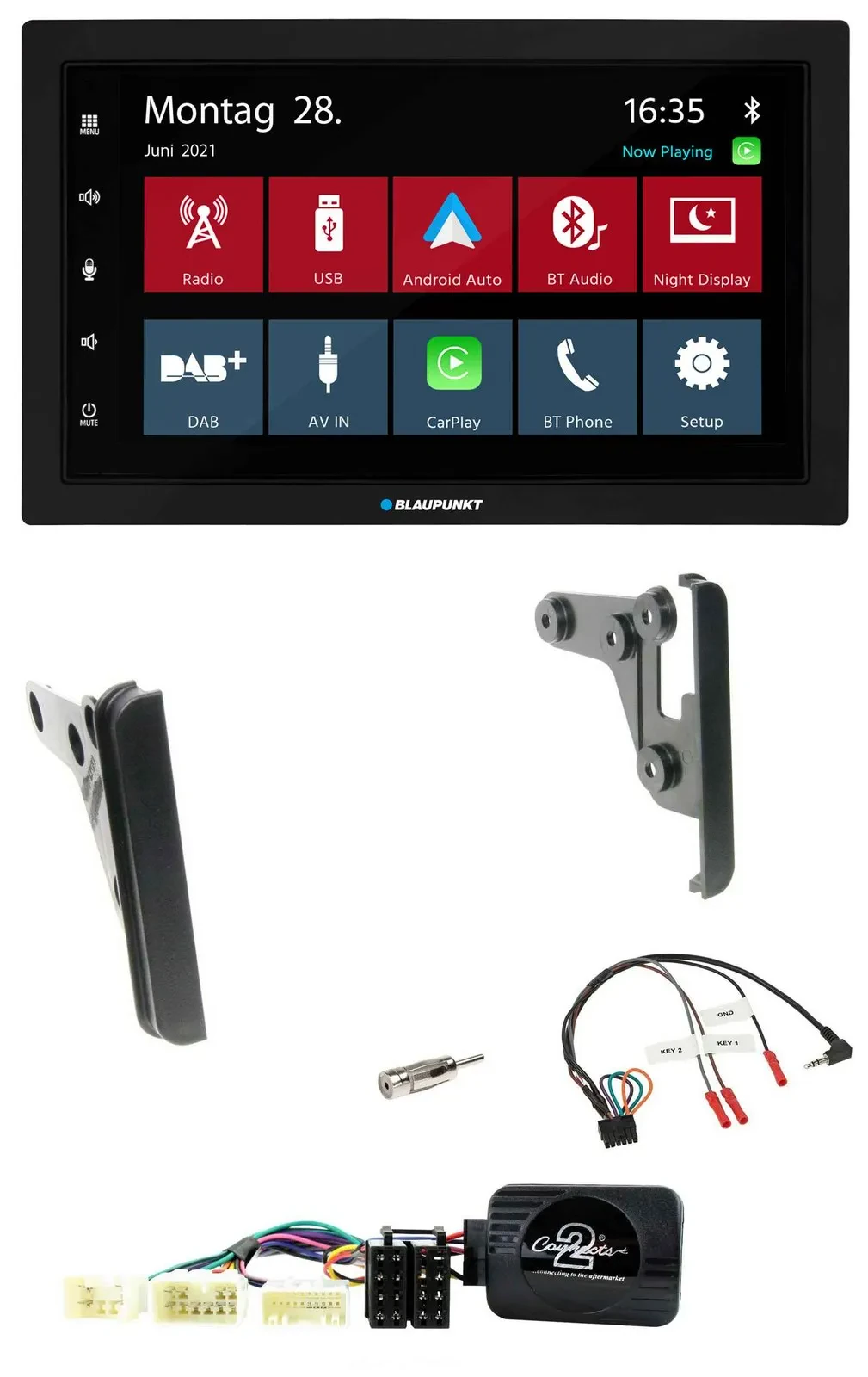 Blaupunkt Lenkrad Bluetooth DAB 2DIN USB Autoradio für Toyota FJ ab 2007