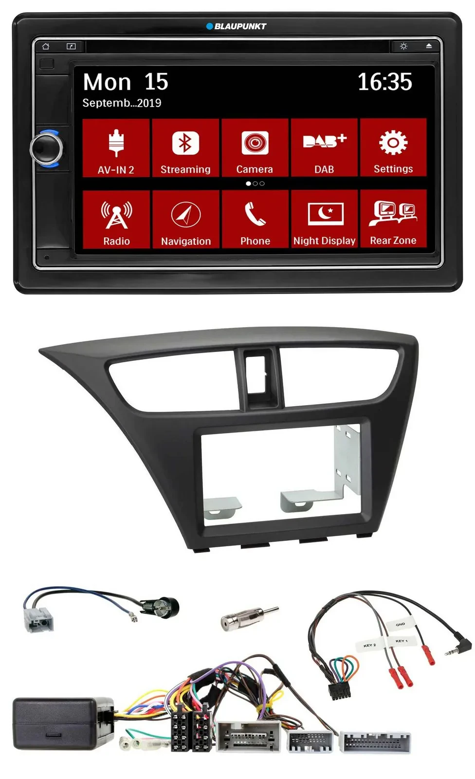 Blaupunkt Bluetooth DAB 2DIN USB DVD Lenkrad Autoradio für Honda Civic ab 12 sch