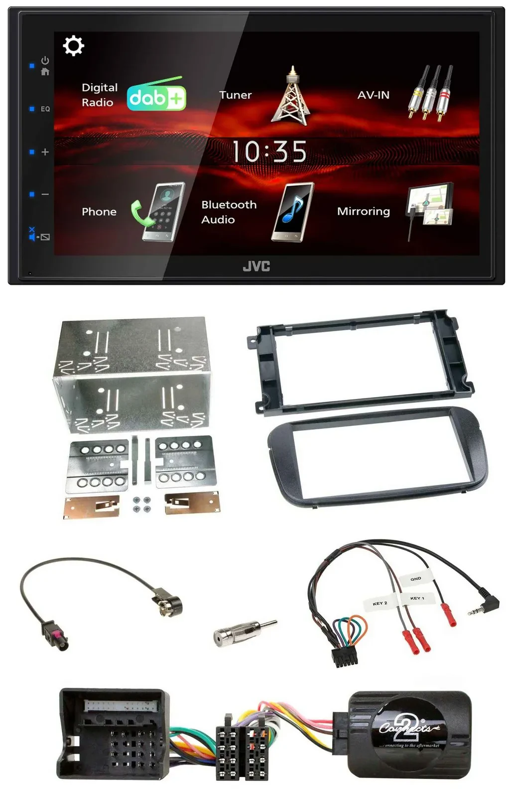 JVC USB Bluetooth Lenkrad DAB 2DIN Autoradio für Ford Focus C Max Galaxy Profi s
