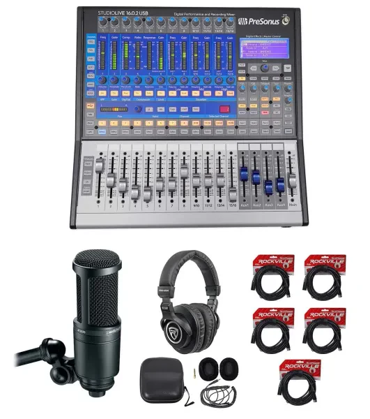 PRESONUS Studiolive SL-1602 USB 16.0.2 Mixer+Audio Technica Mic+Headphones