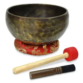 keepdrum Tibetische Bronze-Klangschale Singing Bowl 16cm mit Reiber und Schlägel
