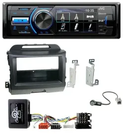Автомагнитола JVC Bluetooth, USB, DAB, для Kia Sportage 3 (2010–2015), черная