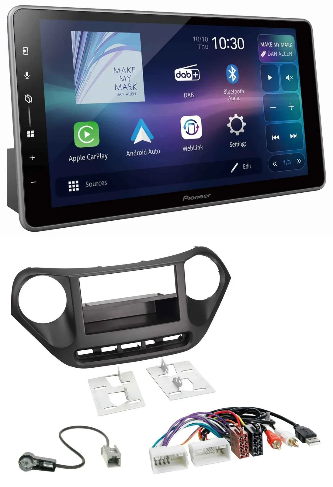 Автомагнитола для Hyundai i10 Pioneer Bluetooth, DAB, USB, AUX, MP3