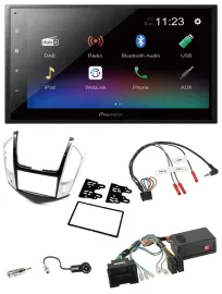 Автомагнитола Pioneer 2DIN, USB, Bluetooth, DAB, для Chevrolet Cruze (2011–2016), совместима с кнопками на руле