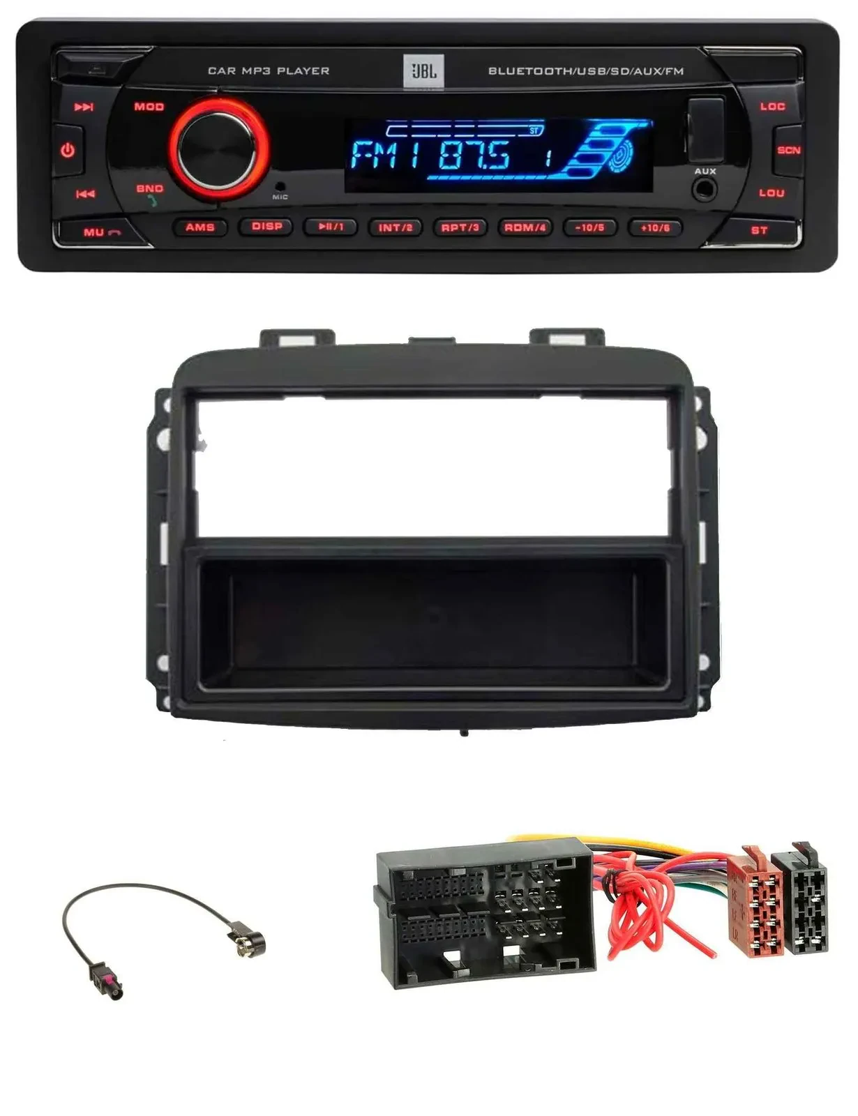 JBL AUX MP3 USB Bluetooth SD Autoradio für Fiat 500 L (ab 2012)