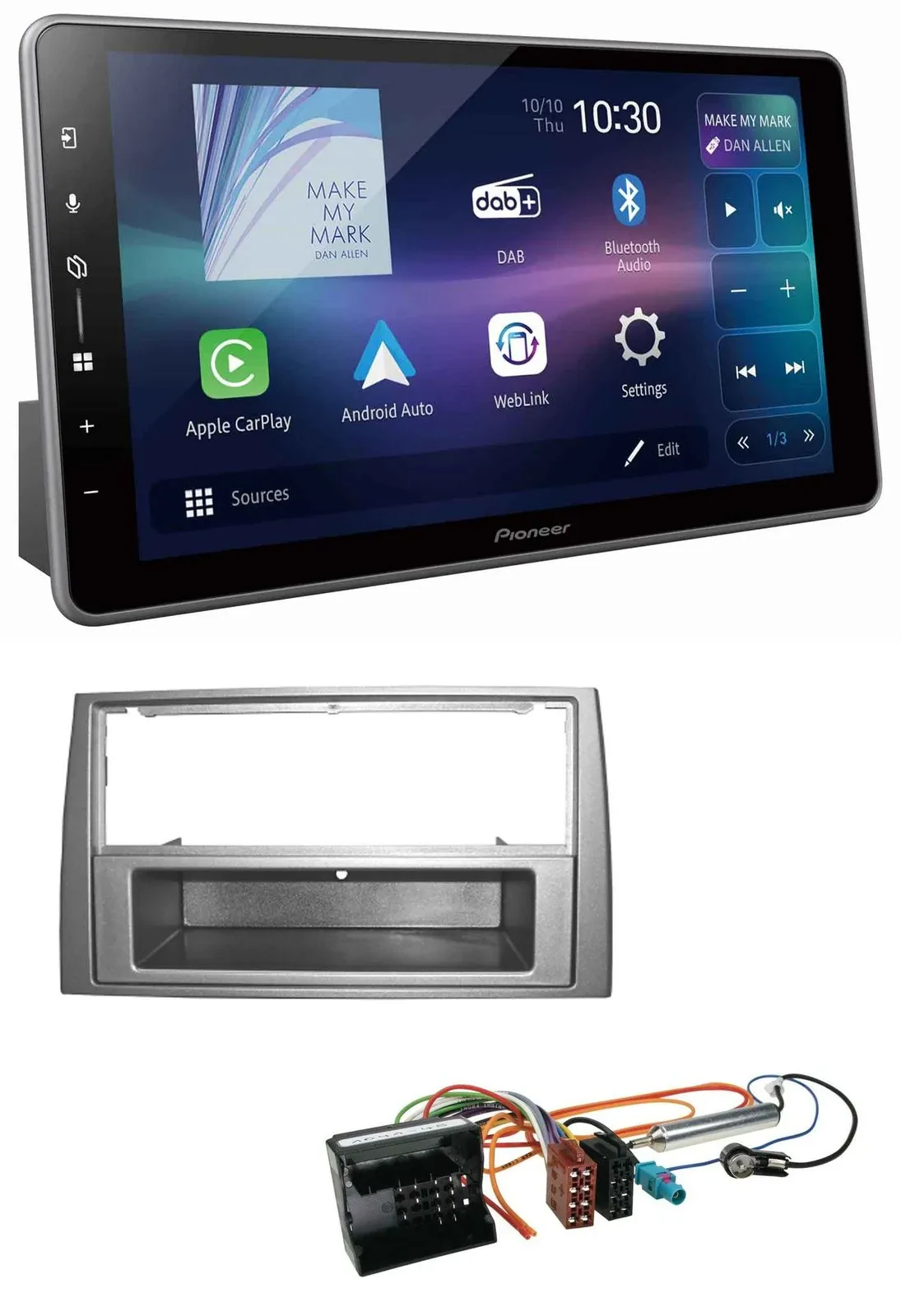 Автомагнитола для Peugeot 308 2007–2009 Pioneer Bluetooth USB DAB MP3 темно-серый