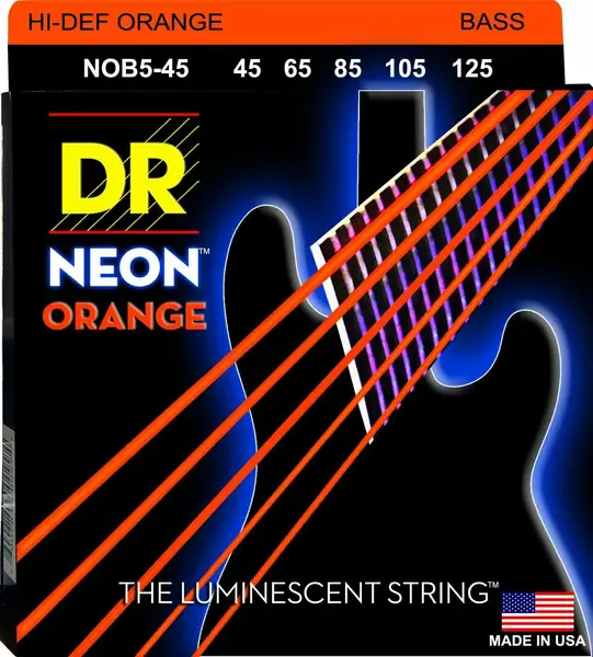 Струны для 5-струнной бас-гитары DR Strings Neon NOB5-45 45-125