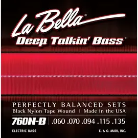 Струны для бас-гитары La Bella 760N-B Black Nylon Bass Saiten 60-135