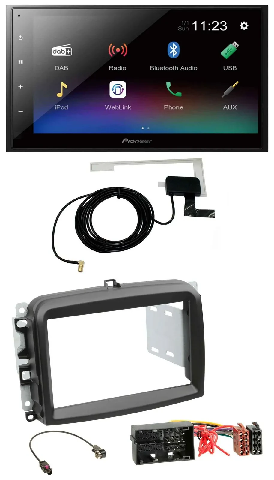 Pioneer DAB MP3 Bluetooth 2DIN USB Autoradio für Fiat 500 L (ab 2012)