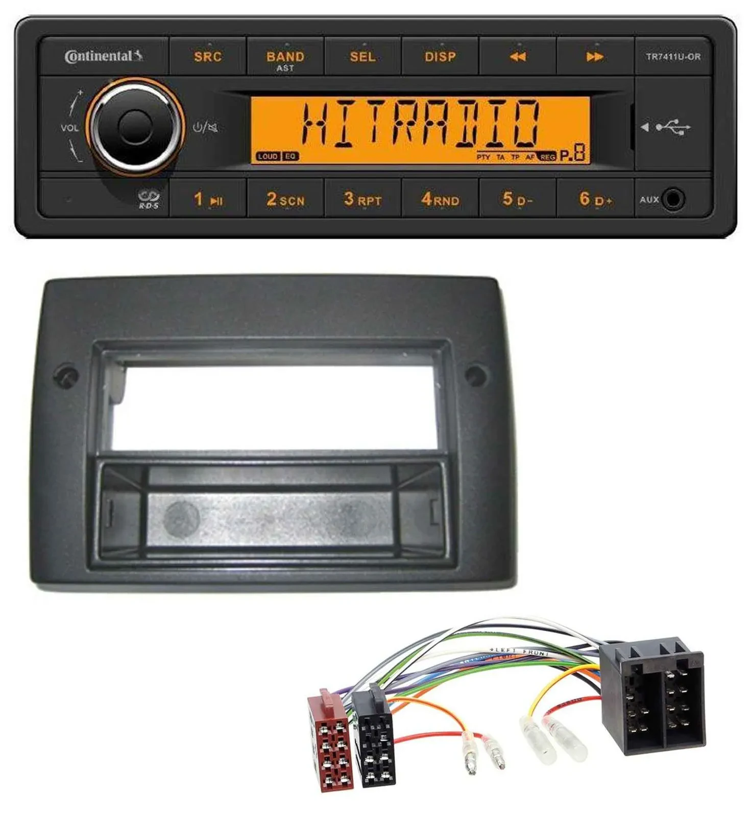 Continental 1DIN USB AUX MP3 Autoradio für Fiat Stilo 192 01-08 Profiversion Abl
