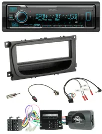 Автомагнитола для Ford Mondeo/S-Max 2007–2014 Kenwood Bluetooth, DAB, USB, поддержка управления на руле, черная